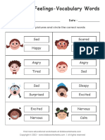 Feelings Vocabulary Worksheet