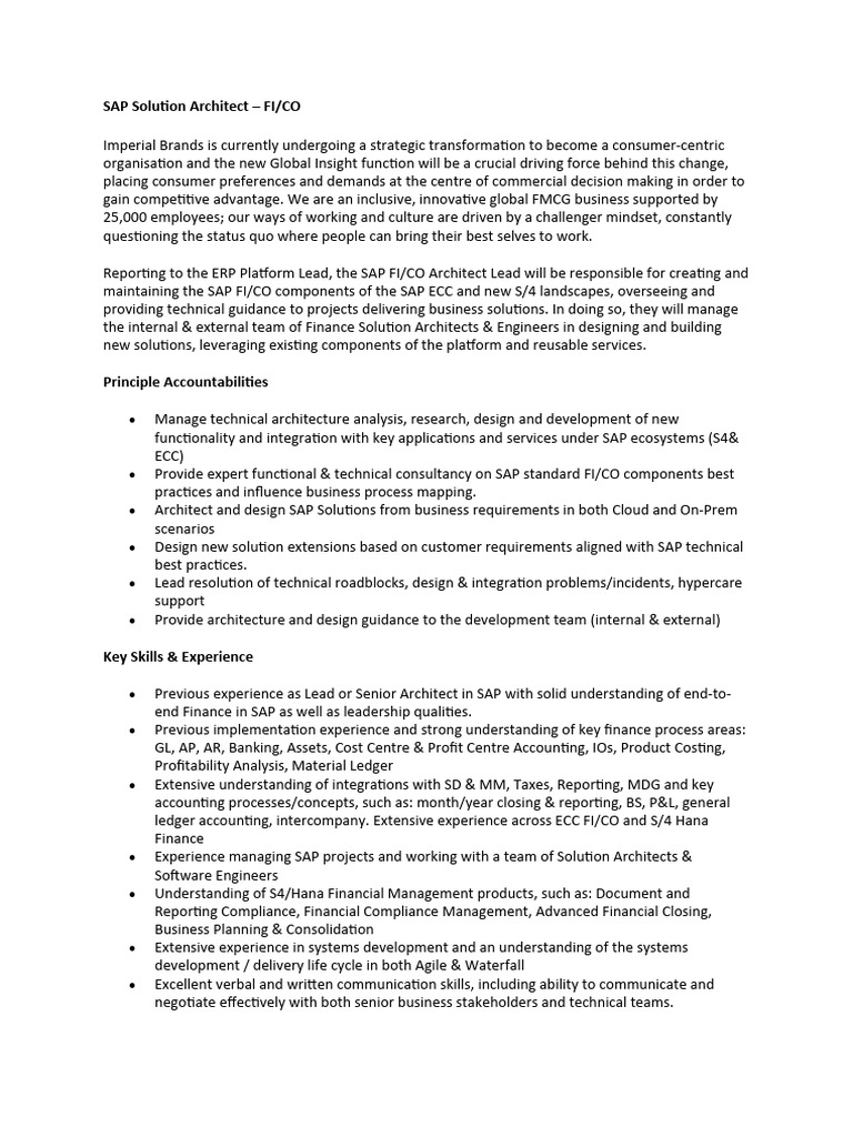 Sap Solution Architect Ext Pdf Business