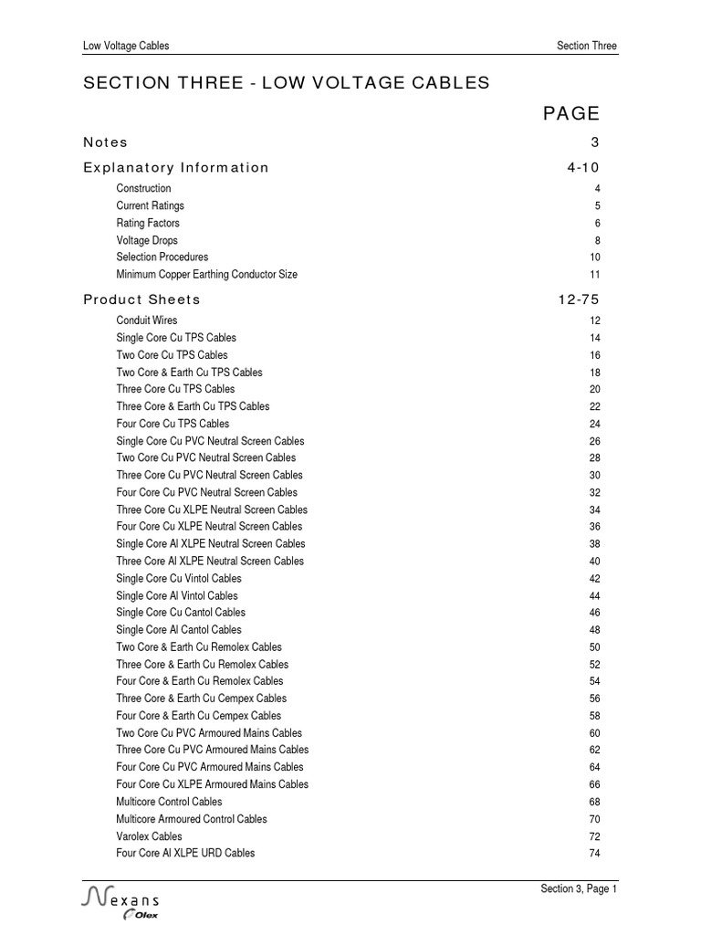 CABLES - Nexans - Lov Voltage Cables | PDF | Insulator (Electricity ...