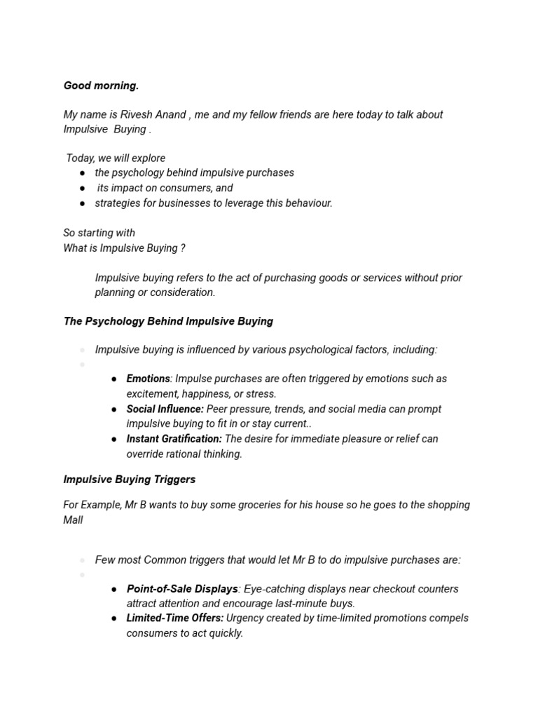 Understanding Impulsive Buying Behavior | PDF | Impulsivity ...