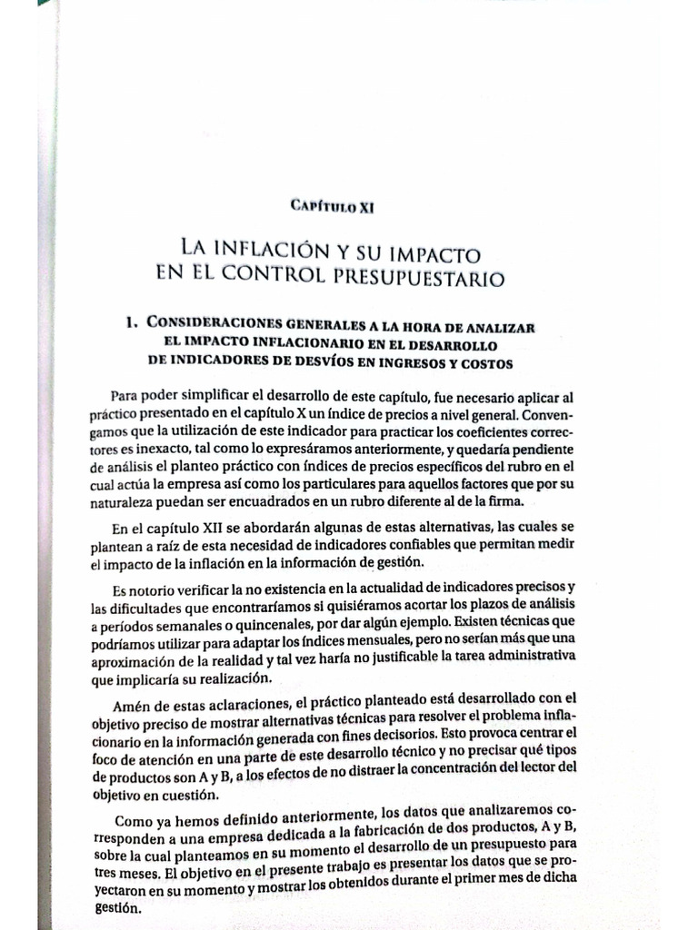 La Inflacion y Su Impacto en El Control Presupuestario Cap Xi | PDF