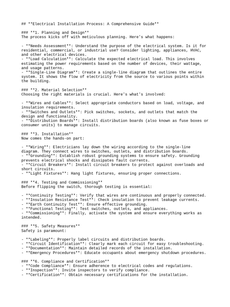 Electrical Installation | PDF | Electrical Wiring | Power (Physics)