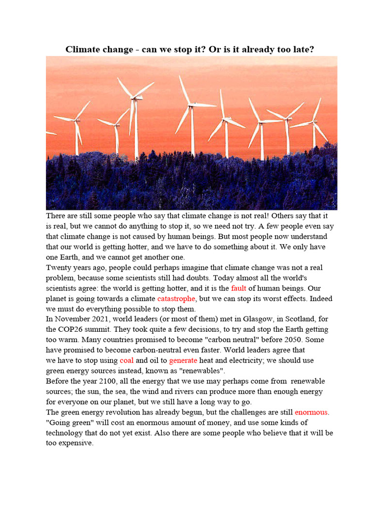 Tackling Climate Change: Urgent Actions Needed | PDF | Climate Change ...