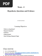 Week 5 - Hypothesis, Question and Evidence