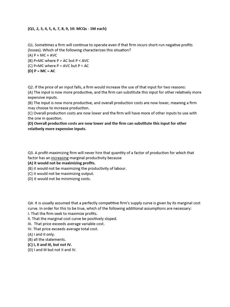 Quiz 4 Pdf Economics Business Economics