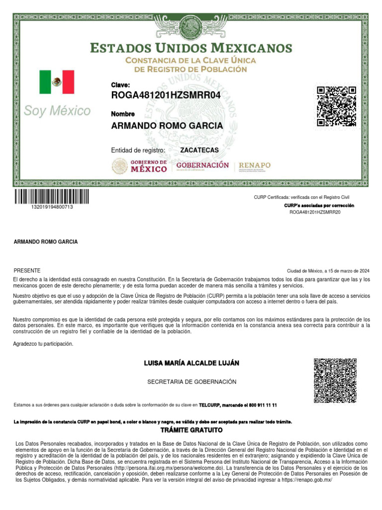 Protección y Uso de la CURP en México | PDF | Gobierno