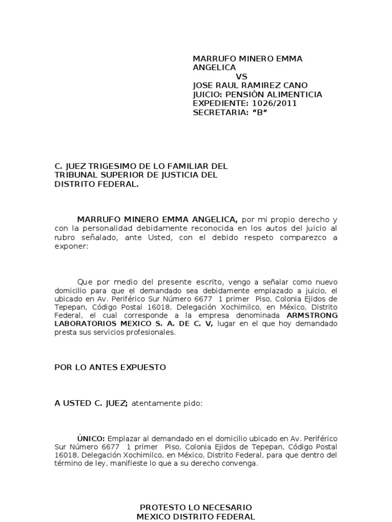 ESCRITO SEÑALANDO NUEVO DOMICILIO (ANGELICA)