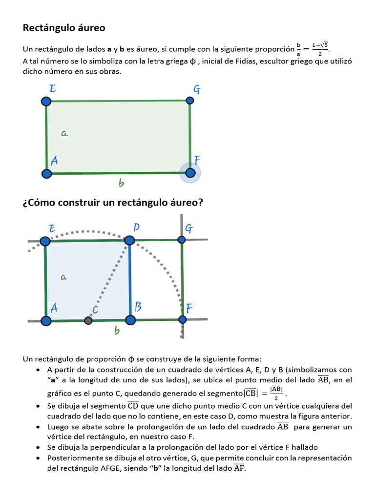 Cómo construir un rectángulo áureo y media y extrema razón | PDF ...