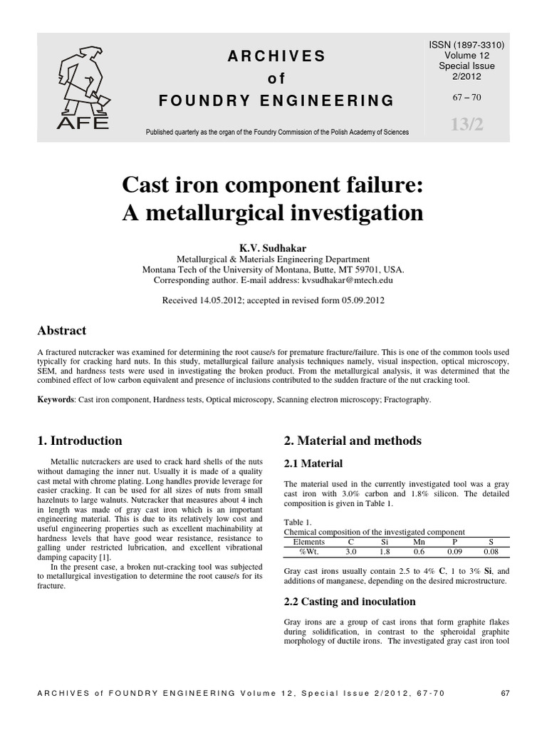 Cast Iron Nutcracker Failure Analysis | PDF | Heat Treating | Cast Iron