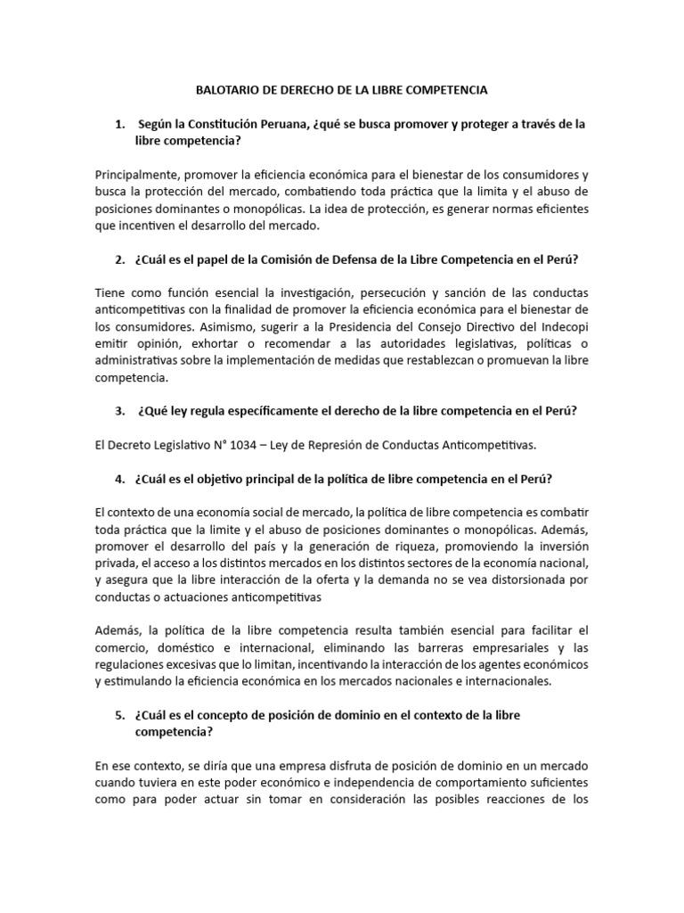 Derecho de La Competencia | PDF | Mercado (economía) | Mercado libre