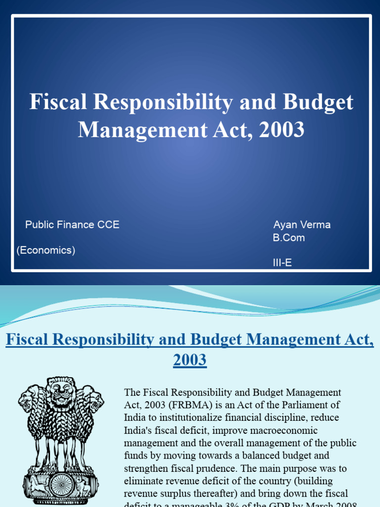 Overview of FRBM Act, 2003 in India | PDF | Economies | Government Finances