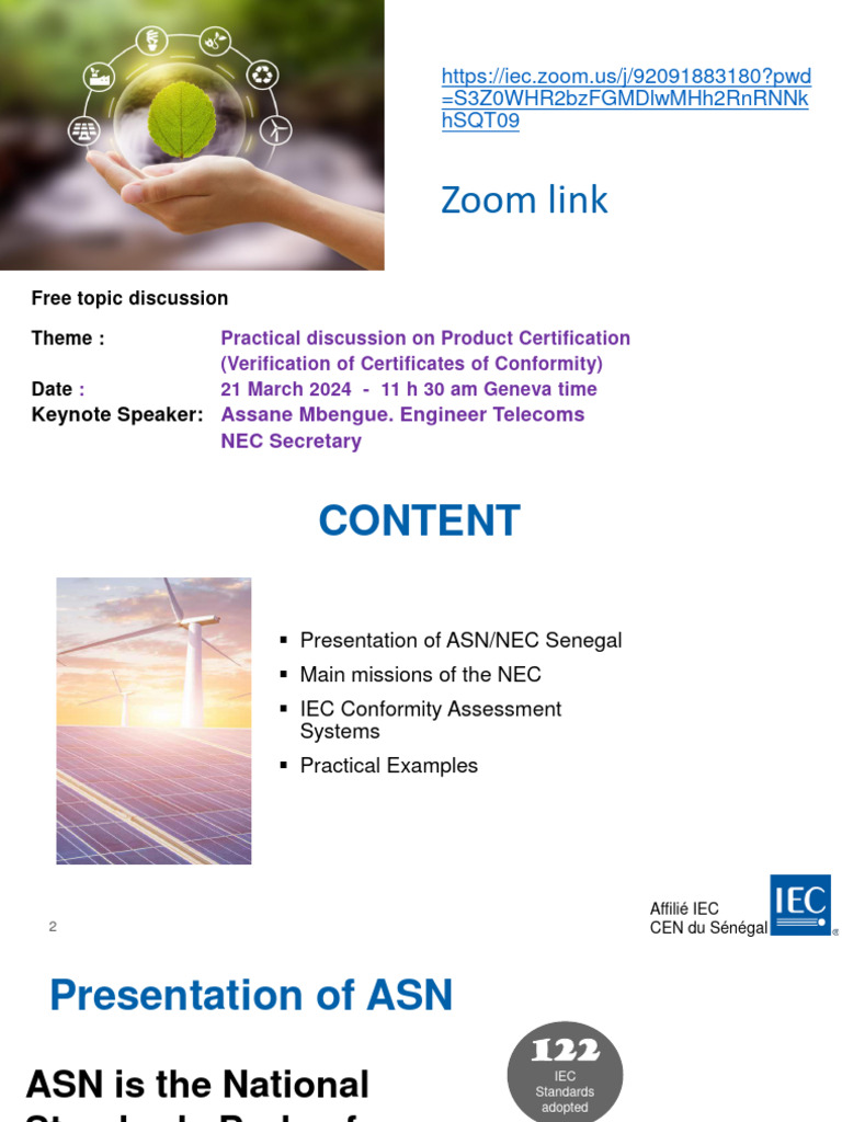 Product Certification Discussion on Zoom | PDF | International ...