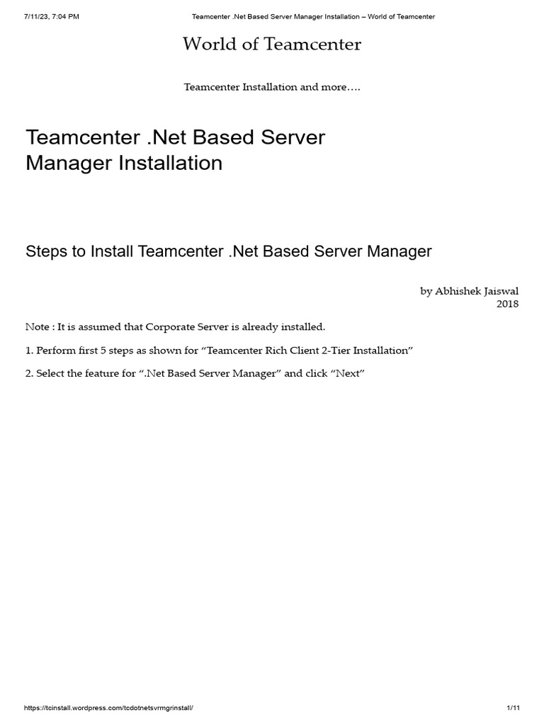 Teamcenter .Net Server Manager Guide | PDF | Software | Computing