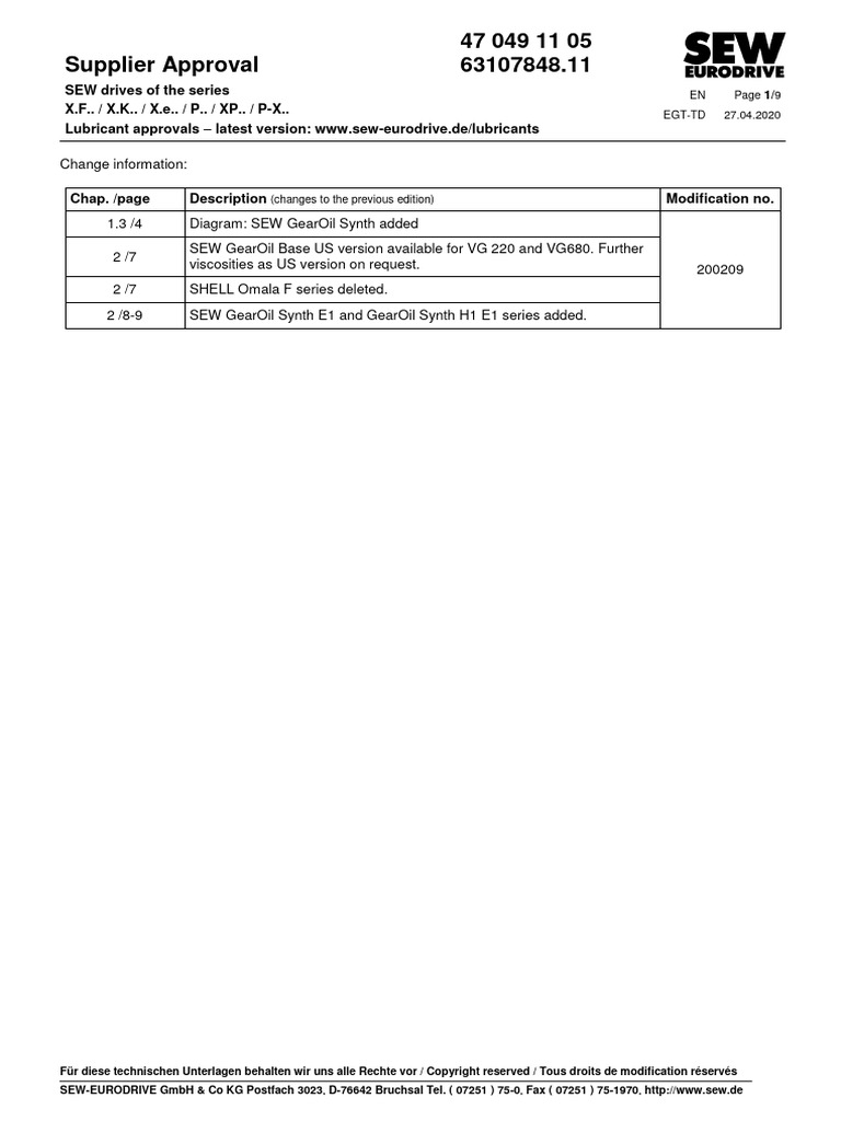SEW Lubrication Table Download Free PDF Motor Oil Lubricant