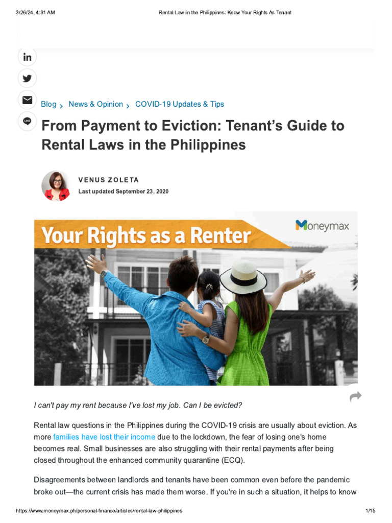 Rental Law in The Philippines - Know Your Rights As Tenant | PDF