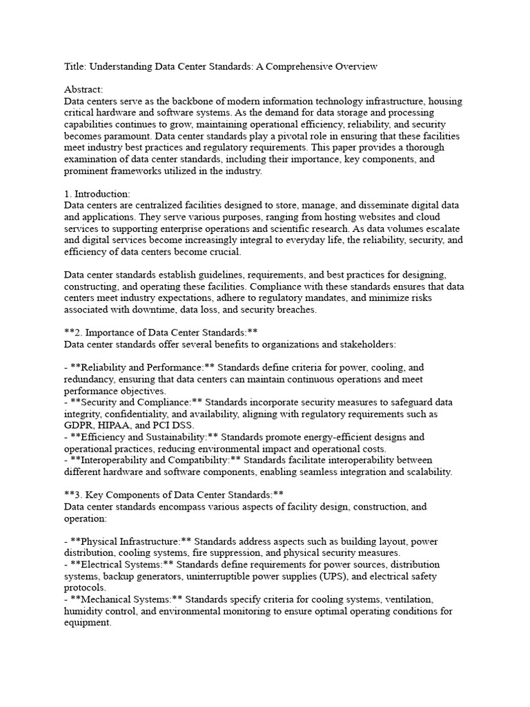 Data centre standards pdf data center computer security