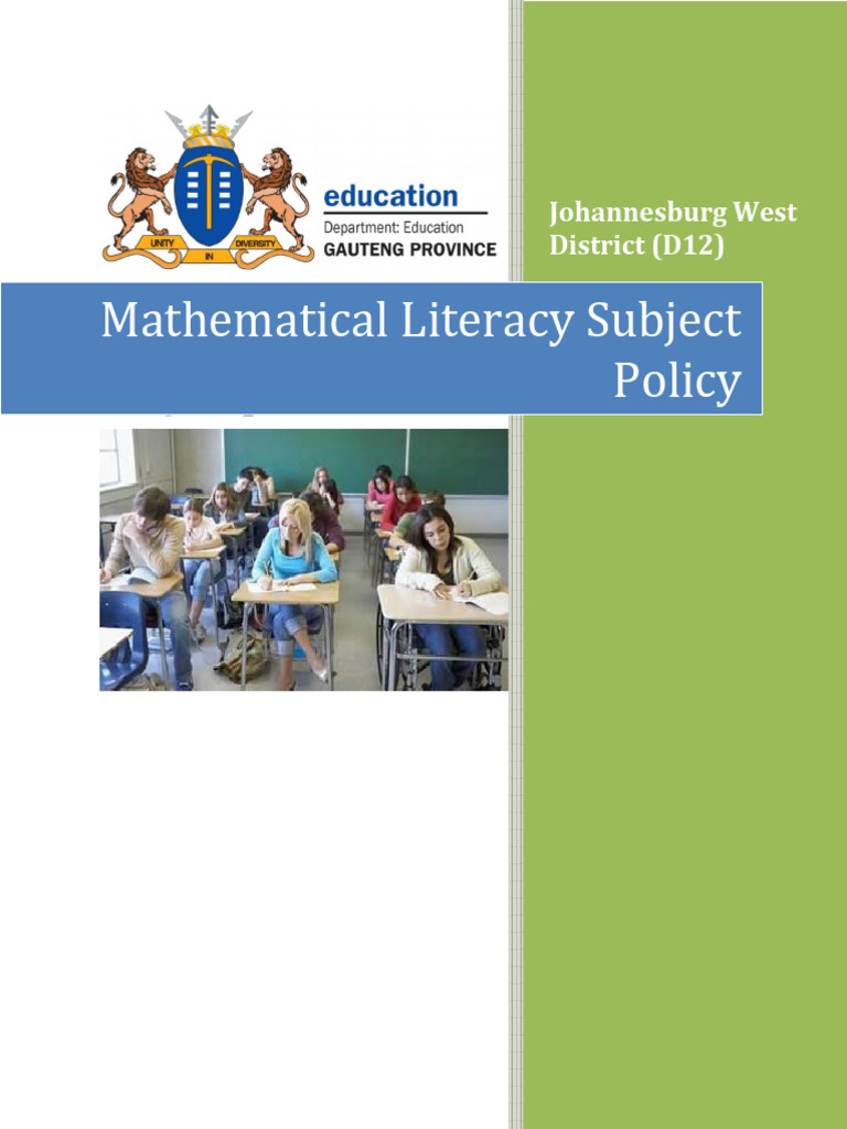 Johannesburg West Maths Literacy Policy | PDF | Teachers | Learning