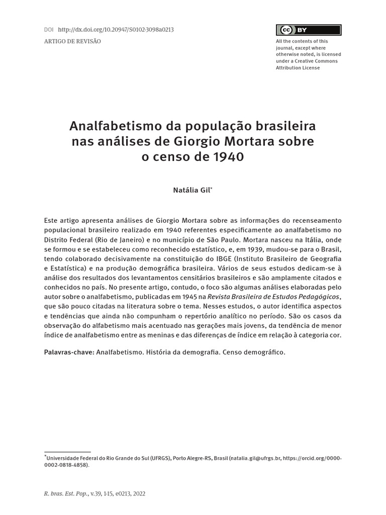Analfabetismo Da População Brasileira Pdf Alfabetização Brasil