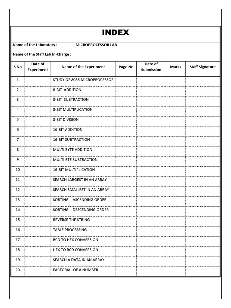 Microprocessor Lab Manual PDF Central Processing Unit Digital