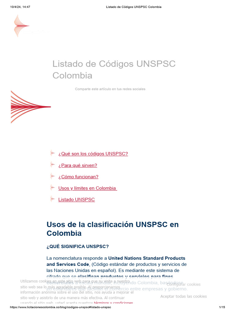 Códigos UNSPSC en Colombia: Listado y Usos | PDF | Fruta | Residuos