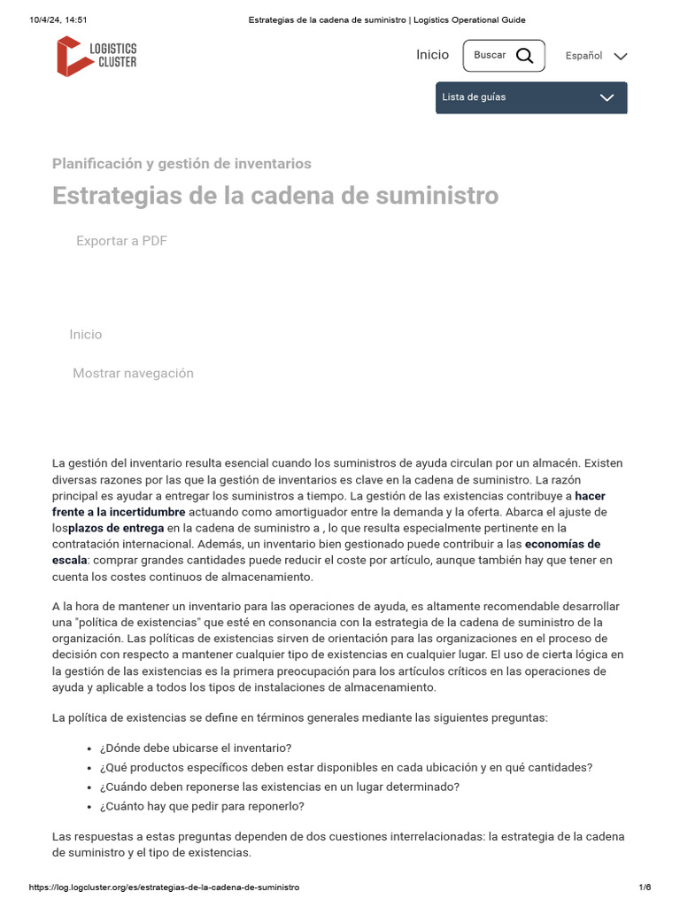 Estrategias de La Cadena de Suministro - Logistics Operational Guide ...