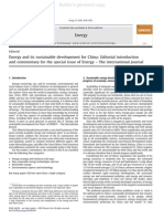 Energy and Its Sustainable Development for China - Editorial Introduction