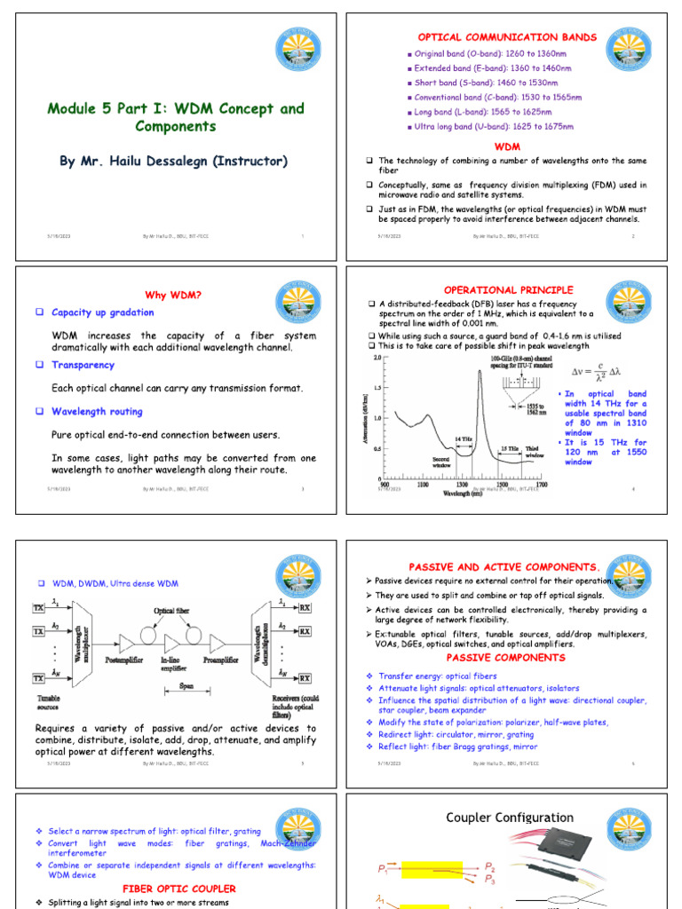 Module 5 Wdm Components And Optical Amplifier 4x1 Pdf