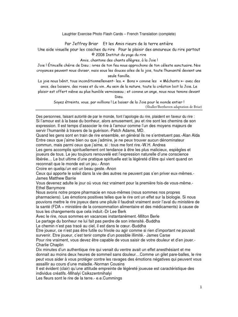 Exercices de Yoga du Rire en PDF | PDF | Rire | Dépression (psychiatrie)