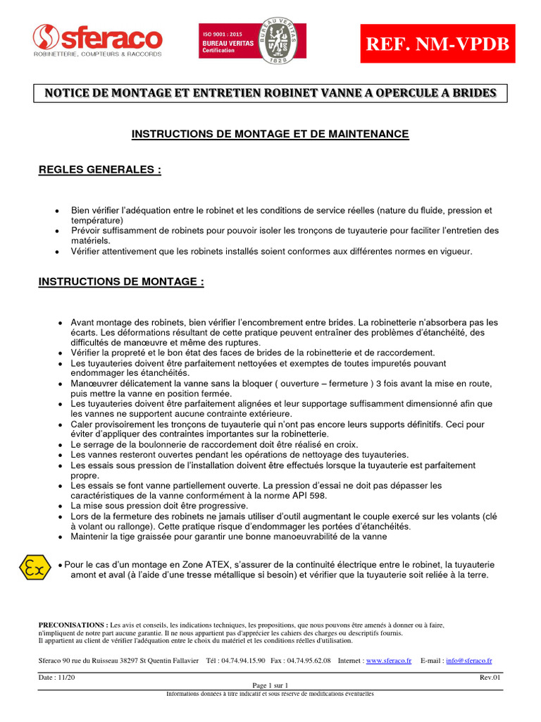 Montage et entretien vanne à opercule | PDF | Soupape | Ingénierie ...