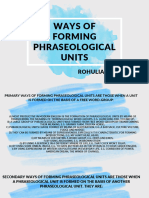 Ways of Forming Phraseological Units