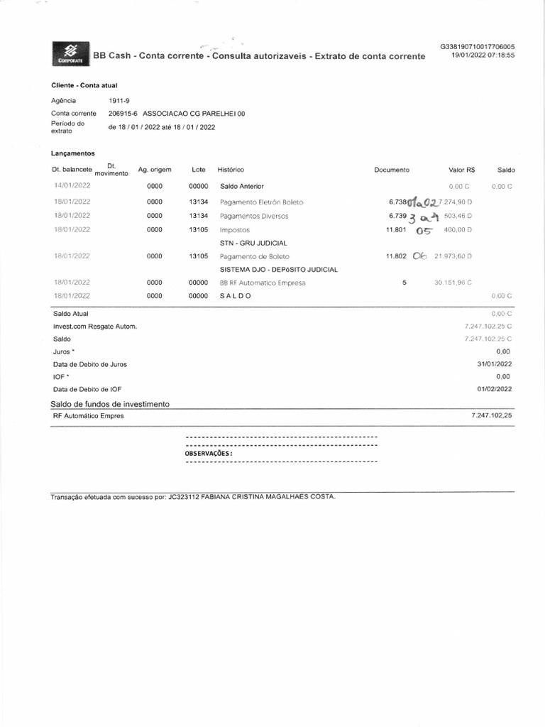 Consulta de Extrato de Conta Corrente | PDF | Conta de transação ...