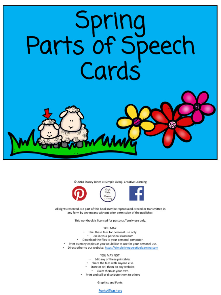 Spring Parts of Speech Cards | PDF