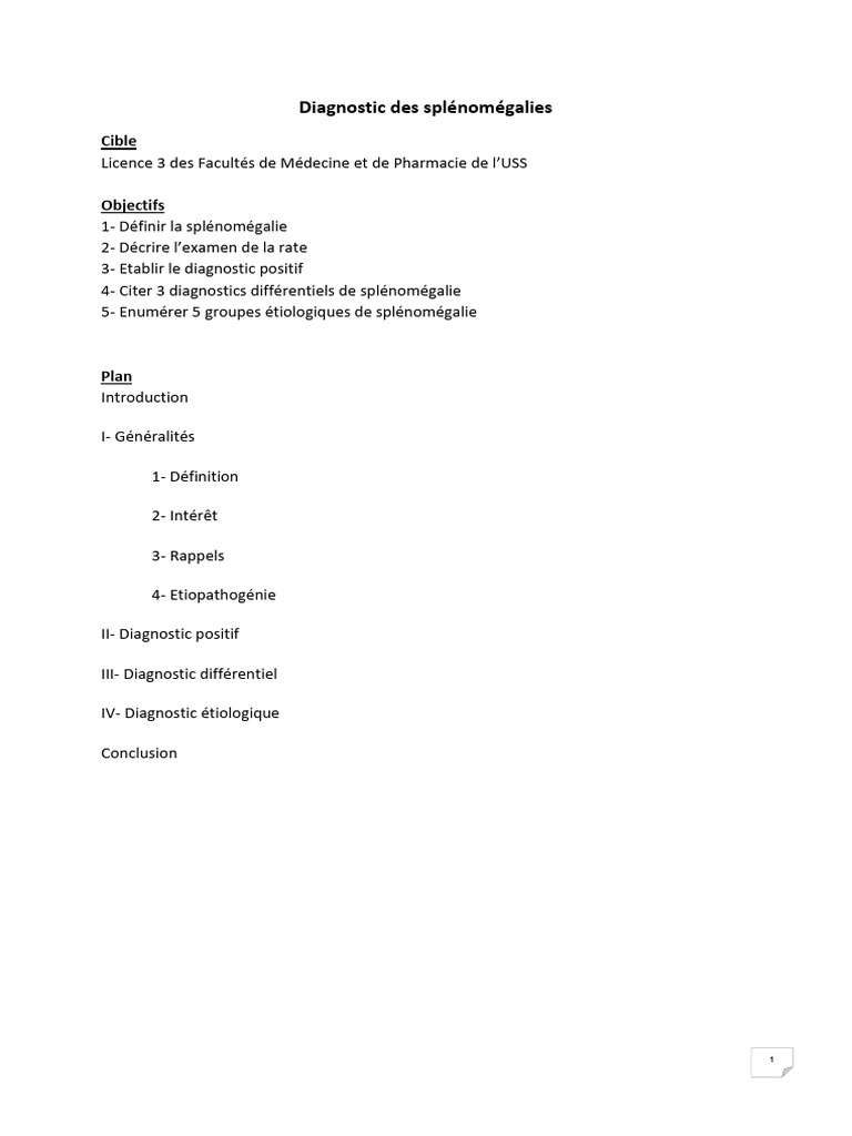 Classification de Hackett de la splénomégalie | PDF | Rate | Anémie