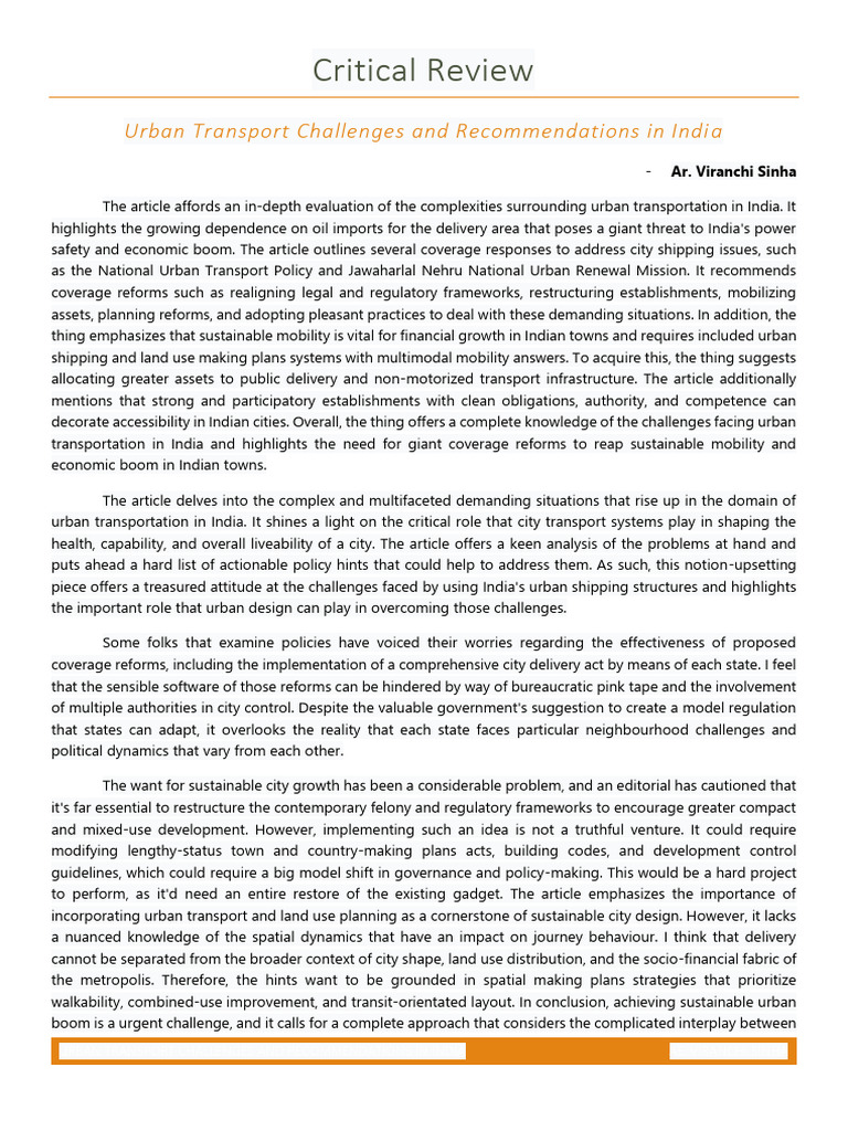 Urban Transport Solutions for India | PDF | Sustainability | Transport