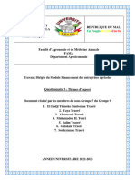 Financement Entreprises Agricoles Questionnaire 3 Exposé Thèmes 7 Et 8