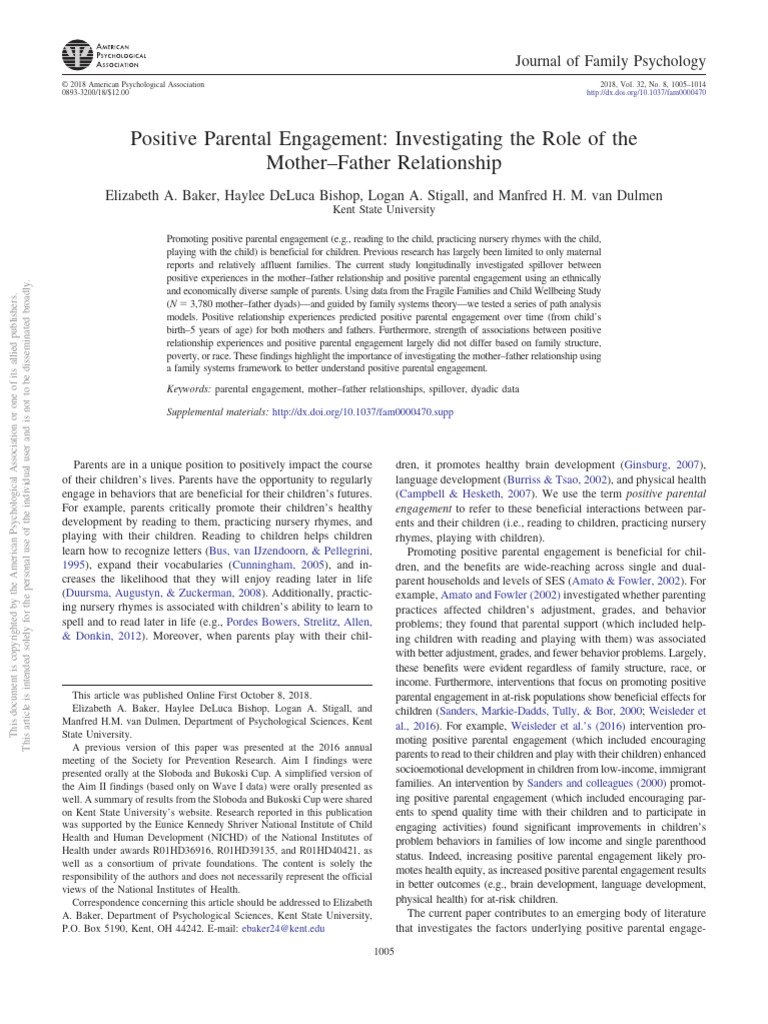Positive Parental Engagement: Investigating The Role of theMother ...
