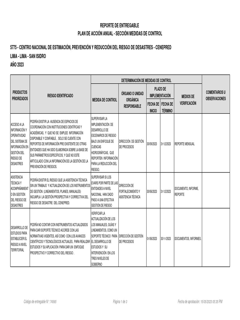 Medidas de Control en Gestión de Riesgos | PDF