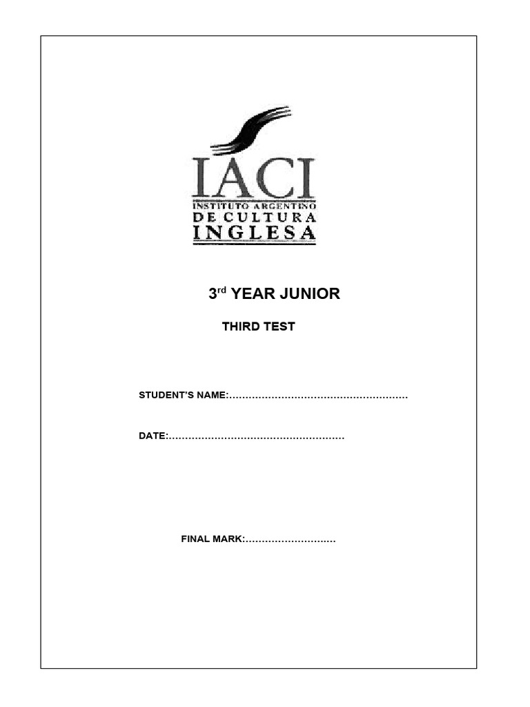 3rd YEAR JR 3rd Test | PDF