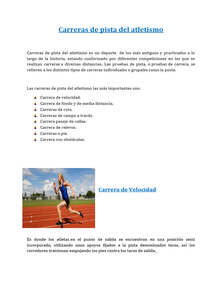 Carreras de Pista Del Atletismo | PDF | Deporte del atletismo | Corriendo