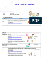 PRONOEI - 19 - 36 MESES - ACTIVIDADES DIRECTAS E INDIRECTAS DEL MES DE AGOSTO