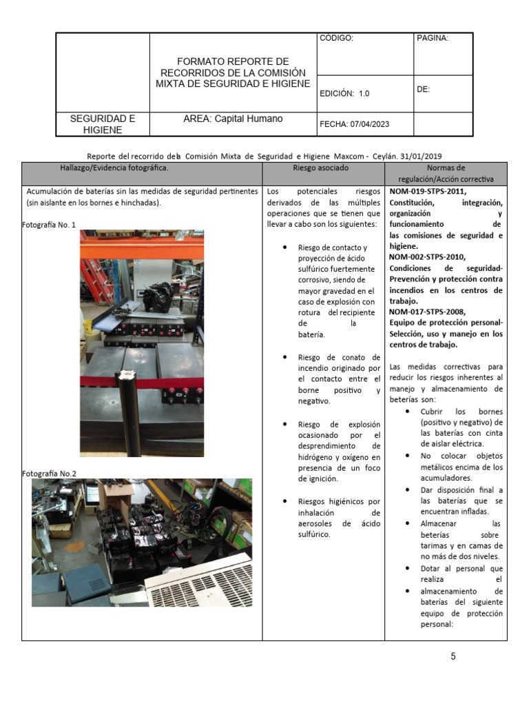 Informe de Seguridad e Higiene 2023 | PDF