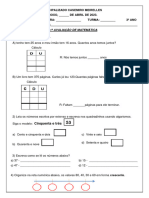 PROVA DE MATEMÁTICA 1º BIMESTRE