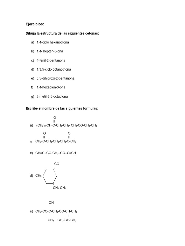 Ejercicio cetonas | PDF