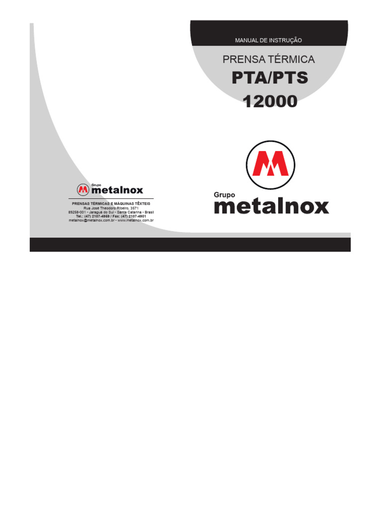 Manual de Instruções Prensa Metalnox PTS 12000 | PDF | Controlador ...