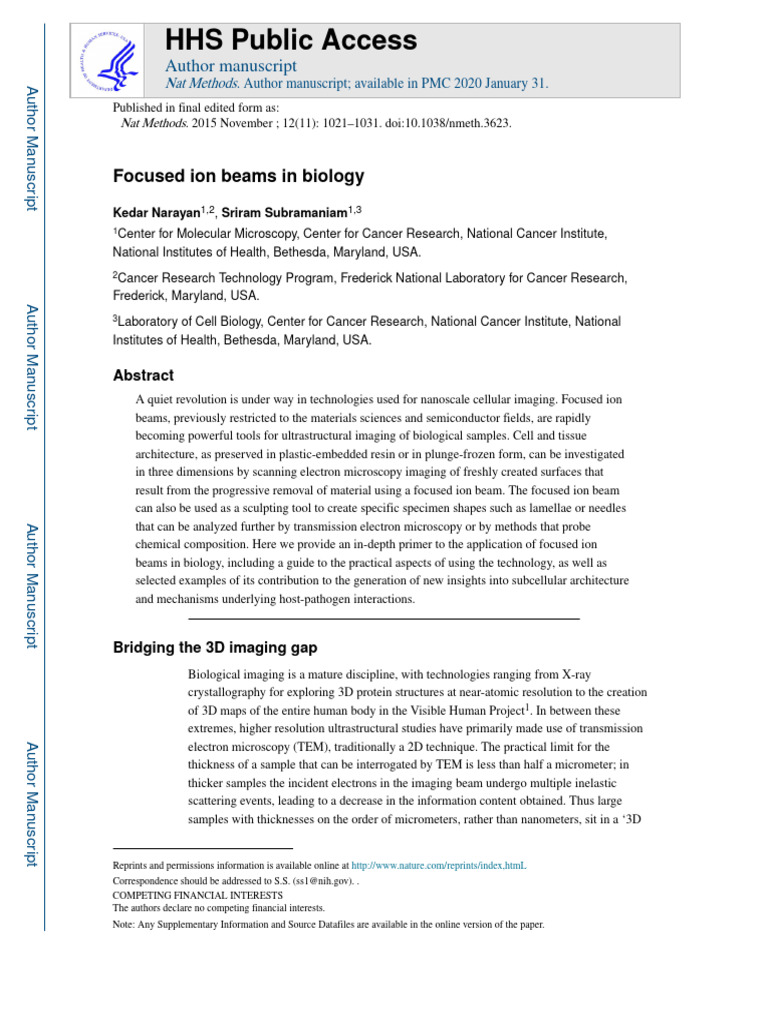 Focused Ion Beams for Biological Imaging | PDF | Transmission Electron ...