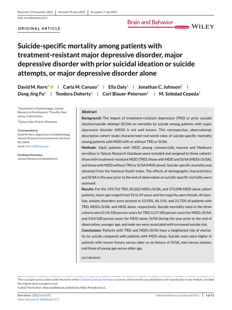 Suicide-Specific Mortality Amo 2 | PDF | Major Depressive Disorder ...