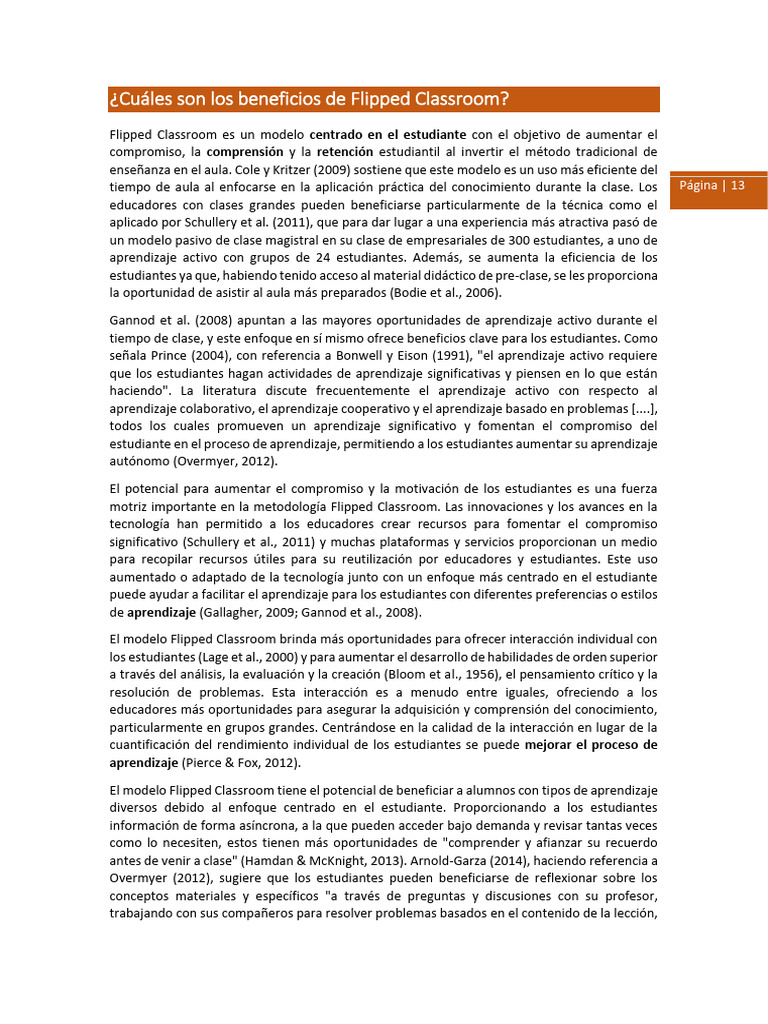 Beneficios del Flipped Classroom en Educación | PDF | Ciencia cognitiva ...