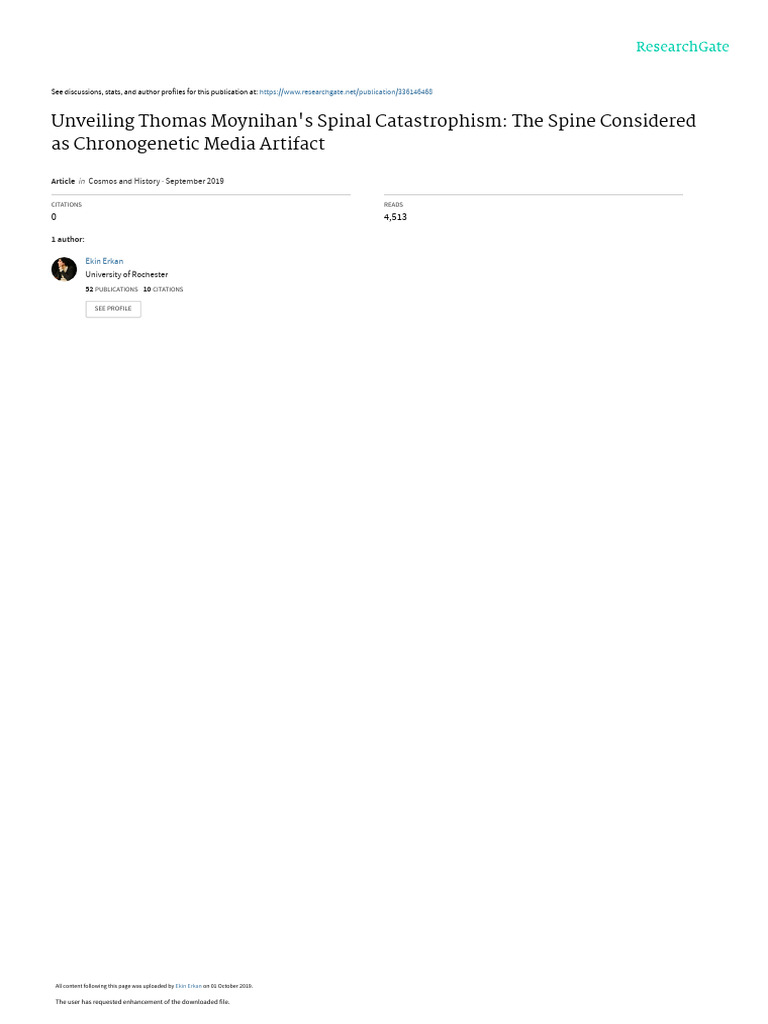 Unveiling Thomas Moynihans Spinal Catastrophism | PDF | Reality