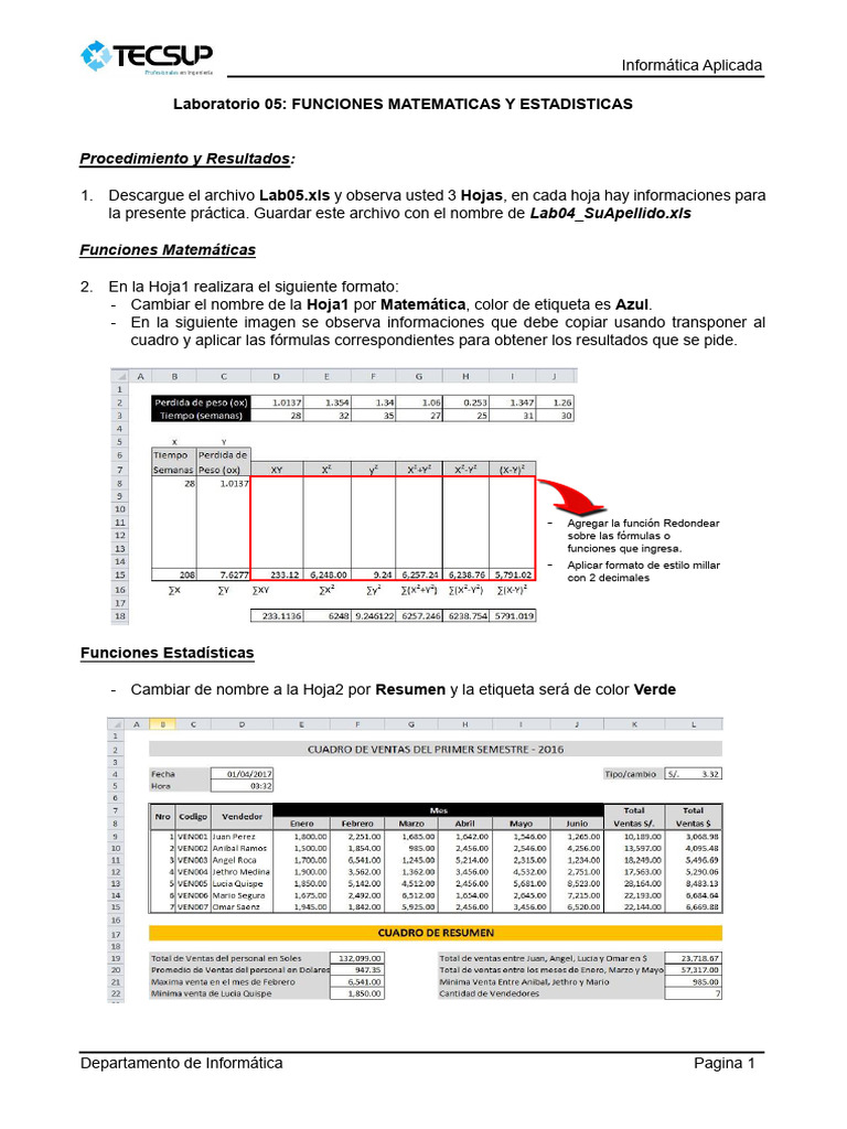 L05 Funciones matematicas y Estadisticas-1 | PDF | Informática