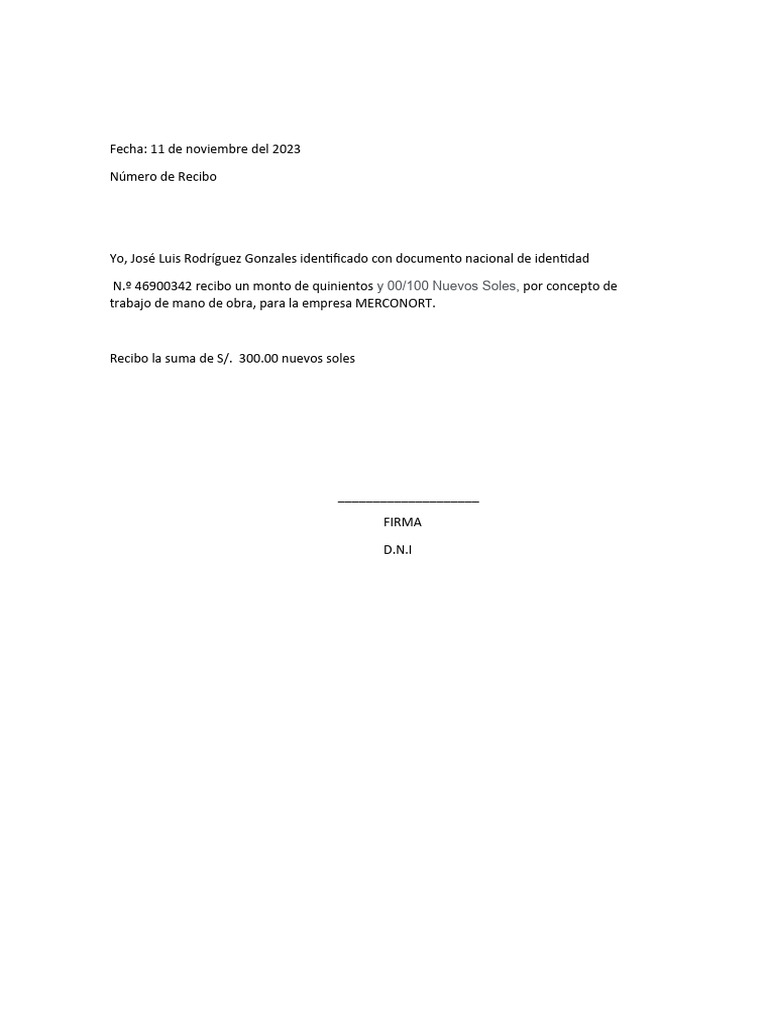 Modelo de Recibo de Pago | PDF